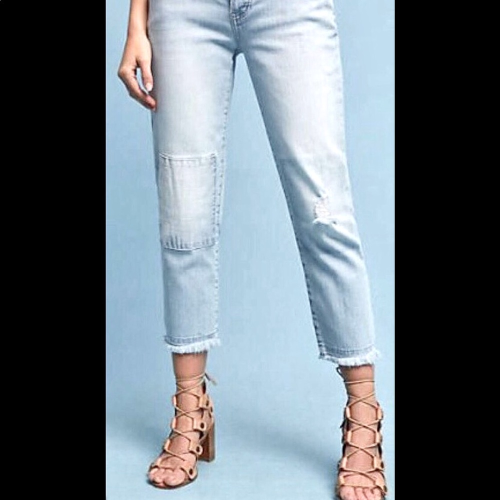 Anthropology Pilcro boyfriend patched jeans